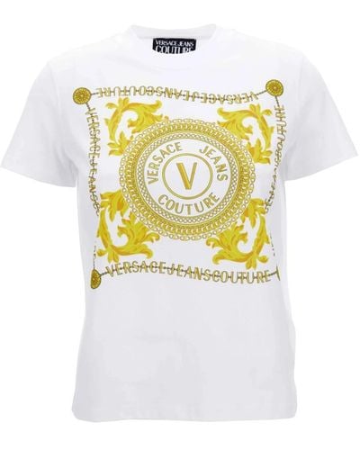 Versace Jeans Couture Weiße t-shirts und polos von ,bio-baumwoll-jersey t-shirt - Mettallic