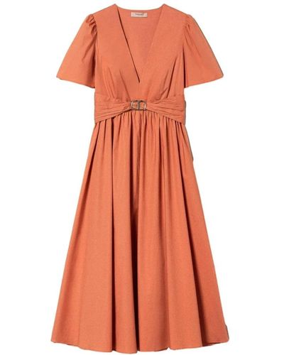 Twin Set Midi Dresses - Orange