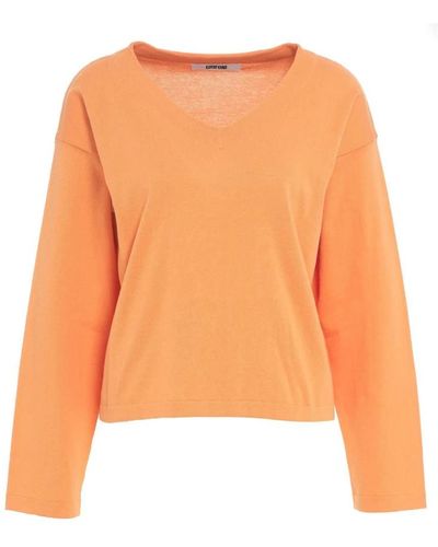 Mauro Grifoni Knitwear > v-neck knitwear - Orange