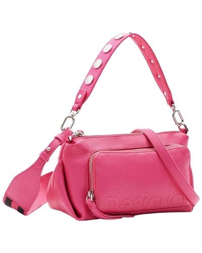 Desigual Fuchsia reißverschluss handtasche aus polyurethan material - Pink