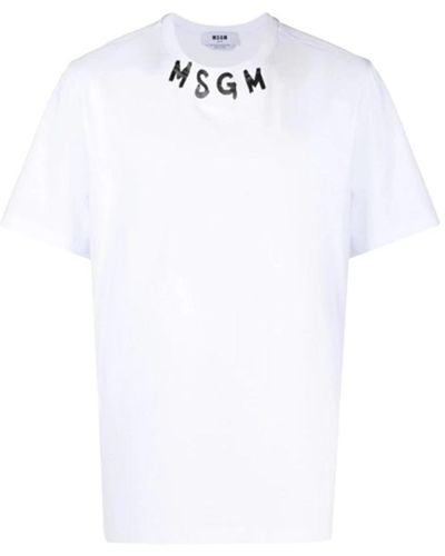 MSGM Pinselstrich logo weißes t-shirt