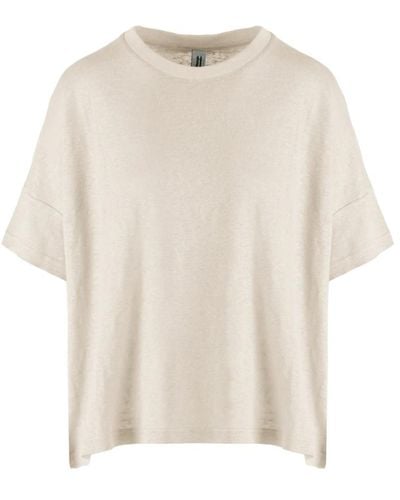 Bomboogie Camiseta de lino holgada con cuello redondo - Neutro