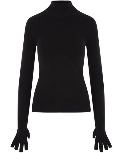 Balenciaga Schwarzer stretch-strickpullover mit hohem kragen