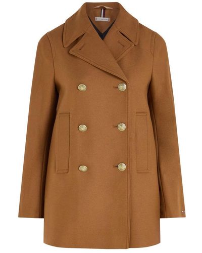 Tommy Hilfiger Double-Breasted Coats - Brown