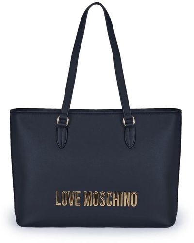 Love Moschino Schwarze eco-leder einkaufstasche - Blau