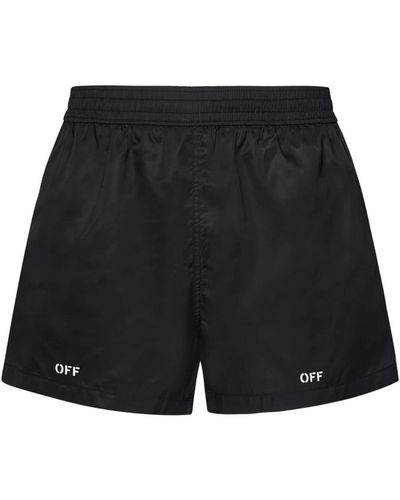 Off-White c/o Virgil Abloh Off- Swim Shorts With Logo Off - Black