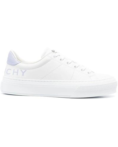 Givenchy Zapatillas de cuero con estampado de logotipo - Blanco