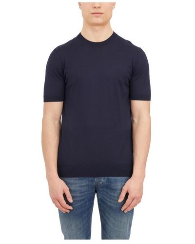 Paolo Pecora Seiden- und baumwollstrick t-shirt - Blau