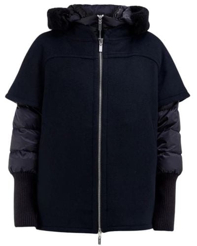 Gimo's Sleeveless woman jacket in black unlined double wool - Blu