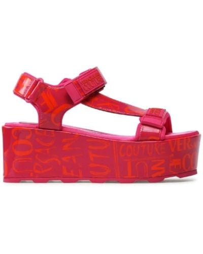 Versace Fuchsia logo couture sandalen - größe 40 - Rot
