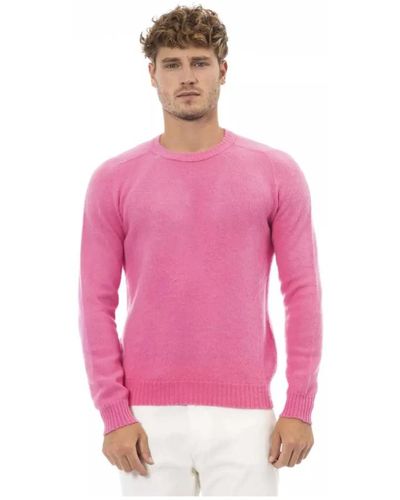 Alpha Studio Stiloso maglione rosa con girocollo