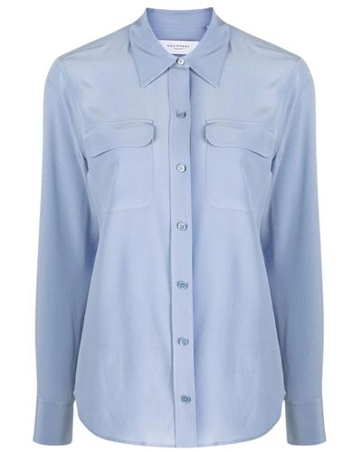 Equipment Camisa de manga larga con bolsillos de parche - Azul