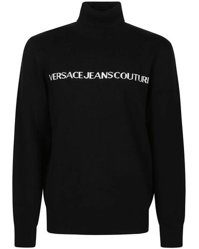 Versace Jeans Couture Maglione collo alto logo nero/bianco
