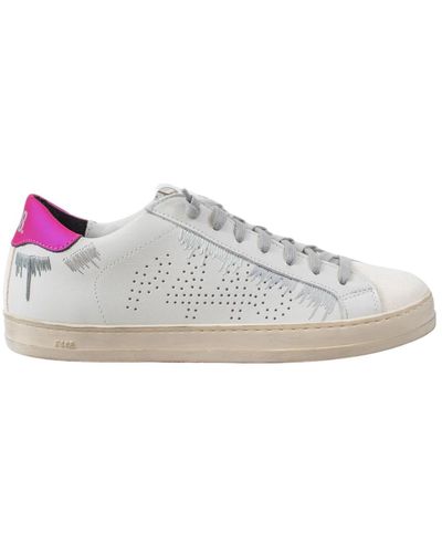 P448 Sneakers bianche e rosa con design vibrante - Grigio