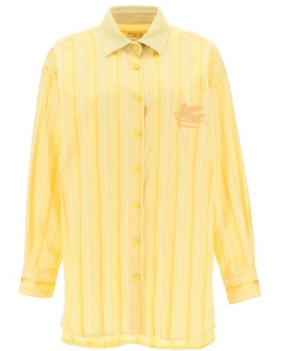 Etro Gestreiftes oversized-hemd-kleid - Gelb