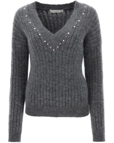 Alessandra Rich Knitwear > v-neck knitwear - Gris
