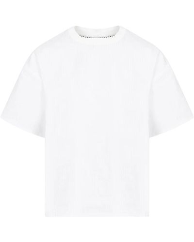 Bottega Veneta Doppellagiges gestreiftes baumwoll t-shirt - Weiß