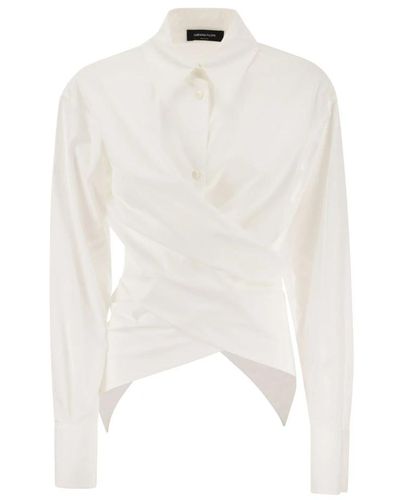 Fabiana Filippi Gekürztes baumwollpopeline-hemd mit kreuzdetail - Weiß