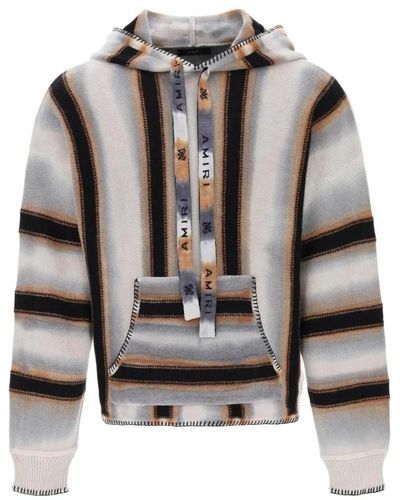 Amiri Gestreifter oversized-cashmere- und woll-sweatshirt - Grau