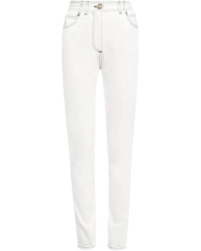 Balmain Jeans da a vita alta con monogramma b - Bianco