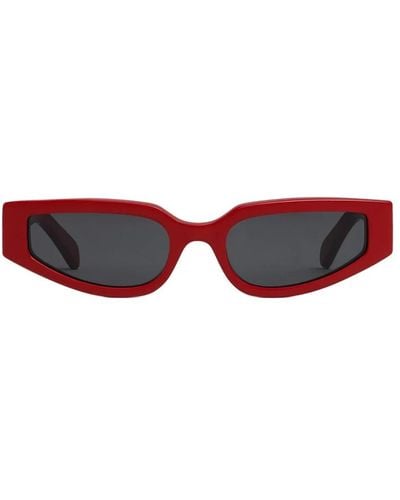 Celine Sunglasses,triomphe large sonnenbrille,geometrische sonnenbrille mit rotem acetatrahmen und grauen organischen gläsern