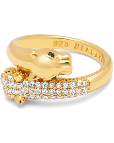Nialaya Goldener twisted panther ring mit cz diamanten - Mettallic