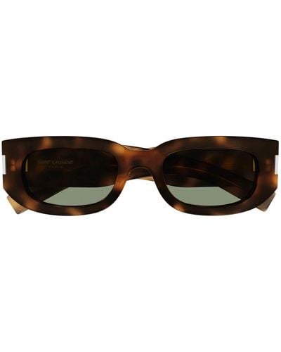 Saint Laurent Sl sonnenbrille in braun mit grünen gläsern - Schwarz