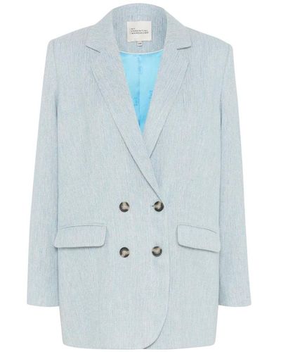 My Essential Wardrobe Klassischer blazer mit langen ärmeln und klappentaschen - Blau