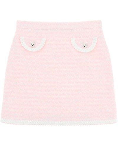 Alessandra Rich Tweed minirock mit besatzklappe - Pink