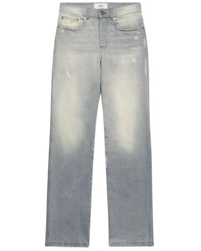 Ami Paris Jeans straight-leg grigi con finitura consumata - Grigio