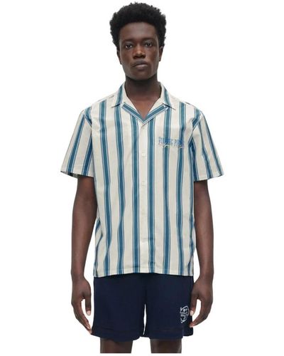 Filling Pieces Short Sleeve Shirts - Blue