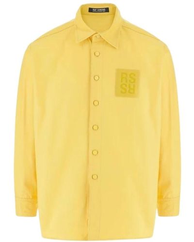 Raf Simons Camicie gialle con logo patch - Giallo