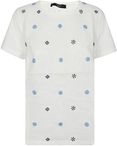Weekend by Maxmara T-shirt bianca con ricamo geometrico in cotone - Bianco