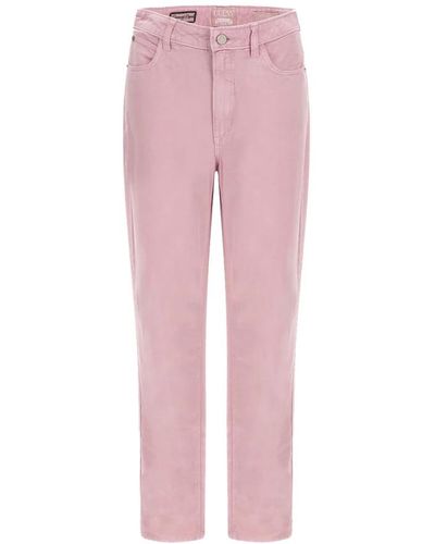 Guess Gerade Jeans mit hoher Taille und lockerer Passform - Pink