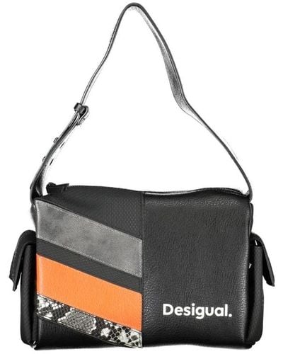 Desigual Schwarze handtasche mit verstellbarem griff und taschen
