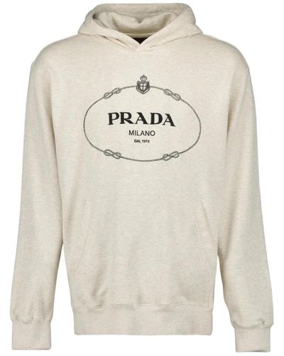 Prada Bedruckter kapuzenpullover - Grau