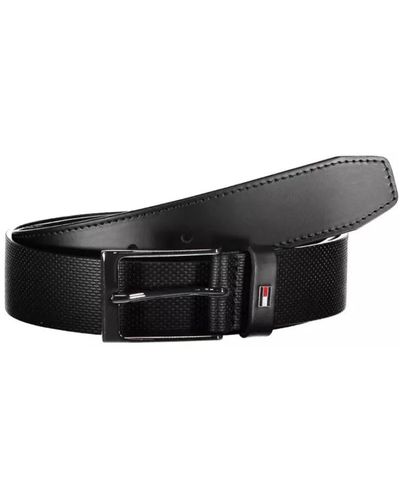 Tommy Hilfiger Cintura in pelle nera con fibbia in metallo - Nero