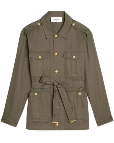 Celine Chaqueta sahariana de sarga militar - Verde