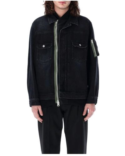 Sacai Denim Jackets - Black