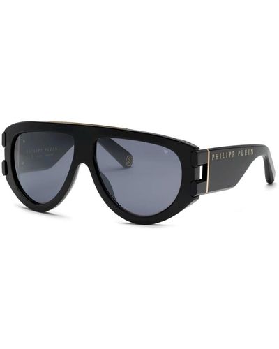 Philipp Plein Quadratische sonnenbrille schwarz glänzender stil