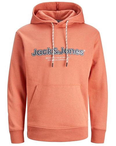 Jack & Jones Basic hoodie mit pigmentdruck - Orange