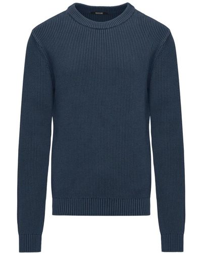 Bomboogie Caldo maglione in cotone a coste per uomo - Blu