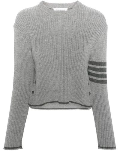 Thom Browne Cropped cable strickpullover - Grau
