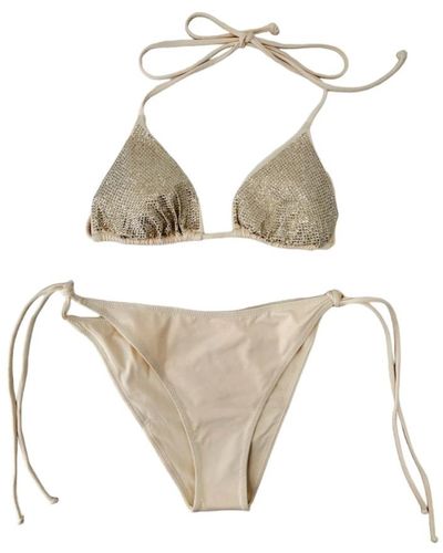 Mc2 Saint Barth Meereskleidung ivory bikini mit strass-applikation - Natur