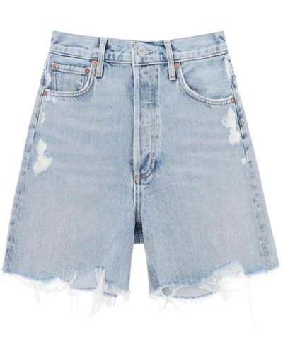 Agolde Vintage denim shorts mit fransensaum - Blau