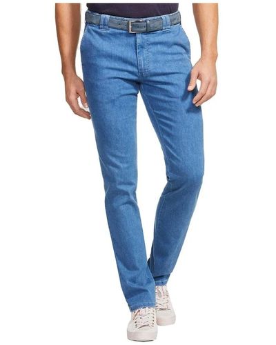 Meyer Coolmax denim oslo 4122 - pantaloni da viaggio modern fit con vita elastica - Blu