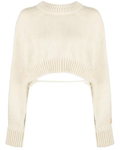 Heron Preston Jersey corto de lana con espalda abierta - Blanco