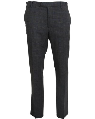Bencivenga Pantaloni formali in lana grigia a quadri - Grigio