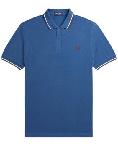 Fred Perry Slim fit twin tipped polo - midnight / snow white / oxblood - Blau