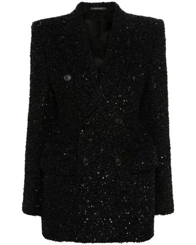Balenciaga Schwarze tweed bouclé doppelreiher jacke